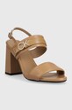 Kožené sandály Calvin Klein BLOCK HL SANDAL 85HH W/HW HW0HW01486 béžová SS23