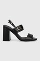 Кожаные сандалии Calvin Klein BLOCK HL SANDAL 85HH W/HW кирпичик чёрный HW0HW01486