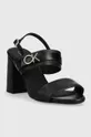 Calvin Klein sandały skórzane BLOCK HL SANDAL 85HH W/HW czarny