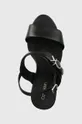čierna Kožené sandále Calvin Klein BLOCK HL SANDAL 85HH W/HW