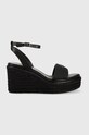 Calvin Klein sandały WEDGE 50HH W/HW - JQ tekstylny czarny HW0HW01490