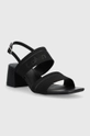 Calvin Klein szandál SQUARED BLK HL SANDAL 45 HE fekete