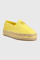 Εσπαντρίγιες σουέτ Tommy Hilfiger TH SUEDE FLATFORM ESPADRILLE FW0FW07069 κίτρινο SS23