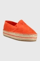 Espadrile iz semiša Tommy Hilfiger TH SUEDE FLATFORM ESPADRILLE oranžna