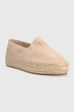 Semišové espadrilky Tommy Hilfiger TH SUEDE FLATFORM ESPADRILLE béžová