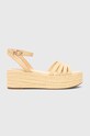 Sandale Tommy Hilfiger ESSENTIAL FLATFORM SANDAL tekstil zlatna FW0FW07161