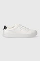 Tommy Hilfiger sneakersy skórzane ESSENTIAL COURT SNEAKER tekstylny biały FW0FW07427