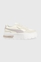 Puma bőr sportcipő Mayze Stack Luxe Wns velúr bőr bézs 389853