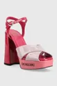 Kožené sandále Love Moschino San Lod Quadra 120 ružová