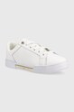 Kožne tenisice Tommy Hilfiger COURT SNEAKER WITH LACE HARDWARE FW0FW06908 bijela SS23