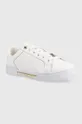 Δερμάτινα αθλητικά παπούτσια Tommy Hilfiger COURT SNEAKER WITH LACE HARDWARE λευκό