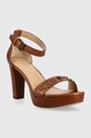 Lauren Ralph Lauren sandały skórzane Sylvia 802891411001.270 brązowy SS23