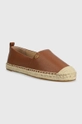 Lauren Ralph espadrillas in pelle Cameryn IV marrone