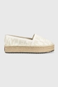 beżowy Tommy Jeans espadryle LOGOMANIA ESPADRILLE Damski