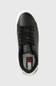 μαύρο Δερμάτινα αθλητικά παπούτσια Tommy Jeans NEW CUPSOLE LEATHER