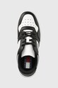 Kožené sneakers boty Tommy Jeans RETRO WMN LOW FANCY černá EN0EN02103