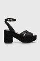Pepe Jeans sandale de piele TAFFY gros negru PLS90602