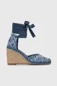 niebieski Tommy Hilfiger espadryle CLOSED TOE WEDGE MONOGRAM Damski