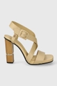 bézs Tommy Hilfiger bőr szandál HARDWARE BLOCK HIGH HEEL Női