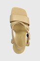 Шкіряні сандалі Tommy Hilfiger HARDWARE BLOCK HIGH HEEL бежевий FW0FW07016
