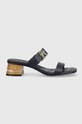 σκούρο μπλε Δερμάτινες παντόφλες Tommy Hilfiger HARDWARE BLOCK MID HEEL Γυναικεία