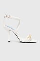 Tommy Hilfiger sandały skórzane TH CHAIN FEMININE HEEL SANDAL słupek biały FW0FW07076