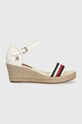 Tommy Hilfiger sandały MID WEDGE CORPORATE tekstylny biały FW0FW07078