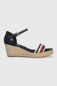 mornarsko modra Sandali Tommy Hilfiger MID WEDGE CORPORATE Ženski