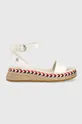 bijela Kožne sandale Tommy Hilfiger LOW WEDGE SANDAL Ženski