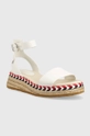 Tommy Hilfiger sandały skórzane LOW WEDGE SANDAL biały