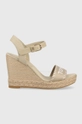 beżowy Tommy Hilfiger sandały SEASONAL WEBBING WEDGE Damski