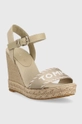 Tommy Hilfiger sandały SEASONAL WEBBING WEDGE beżowy