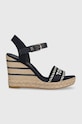 Сандалии Tommy Hilfiger SEASONAL WEBBING WEDGE кожа тёмно-синий FW0FW07088