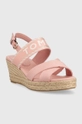 Tommy Hilfiger szandál SEASONAL WEBBING MID WEDGE rózsaszín