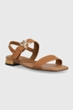 Шкіряні сандалі Tommy Hilfiger HARDWARE FLAT SANDAL коричневий