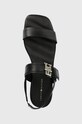 Δερμάτινα σανδάλια Tommy Hilfiger HARDWARE FLAT SANDAL μαύρο FW0FW07094