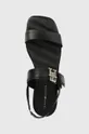 čierna Kožené sandále Tommy Hilfiger HARDWARE FLAT SANDAL