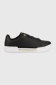 Кожаные кроссовки Tommy Hilfiger COURT SNEAKER GOLDEN TH кожа чёрный FW0FW07116