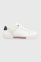 fehér Tommy Hilfiger bőr sportcipő COURT SNEAKER GLOBAL STRIPES Női