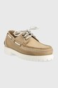 Kožené mokasíny Tommy Hilfiger PREMIUM CLEATED W BOAT SHOE FW0FW07128 béžová SS23