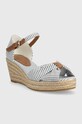 Sandále Tommy Hilfiger HIGH WEDGE SEERSUCKER FW0FW07158 modrá SS23