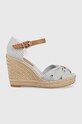 Sandále Tommy Hilfiger BASIC SEERSUCKER HIGH WEDGE klinový modrá FW0FW07160