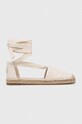 Espadrilky Tommy Hilfiger CLOSED TOE ESPADRILLE MONOGRAM W textilní béžová FW0FW07253