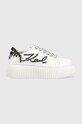 Karl Lagerfeld sneakers din piele KREEPER LO platformă alb KL42372.010