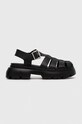 Кожени сандали Karl Lagerfeld SUN TREKKA гладка кожа черен KL83525.000