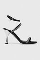 Karl Lagerfeld sandale de piele PANACHE HI subțire negru KL30829.S00
