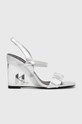 Karl Lagerfeld sandały skórzane ICE WEDGE pozostałe srebrny KL34610.0SL