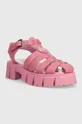 Kožené sandále Love Moschino ružová