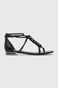 Кожени сандали Guess CADHA гладка кожа черен FL6CDH.LEA21.BLACK