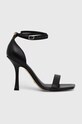 Guess sandały skórzane HYLAN2 pozostałe czarny FL6HN2.LEA03.BLACK
